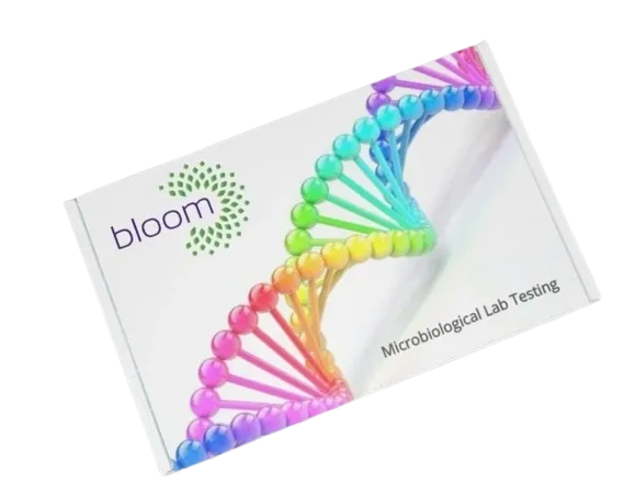 A rainbow colored dna helix on top of a card.