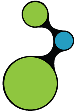 A green and blue circle with black lines